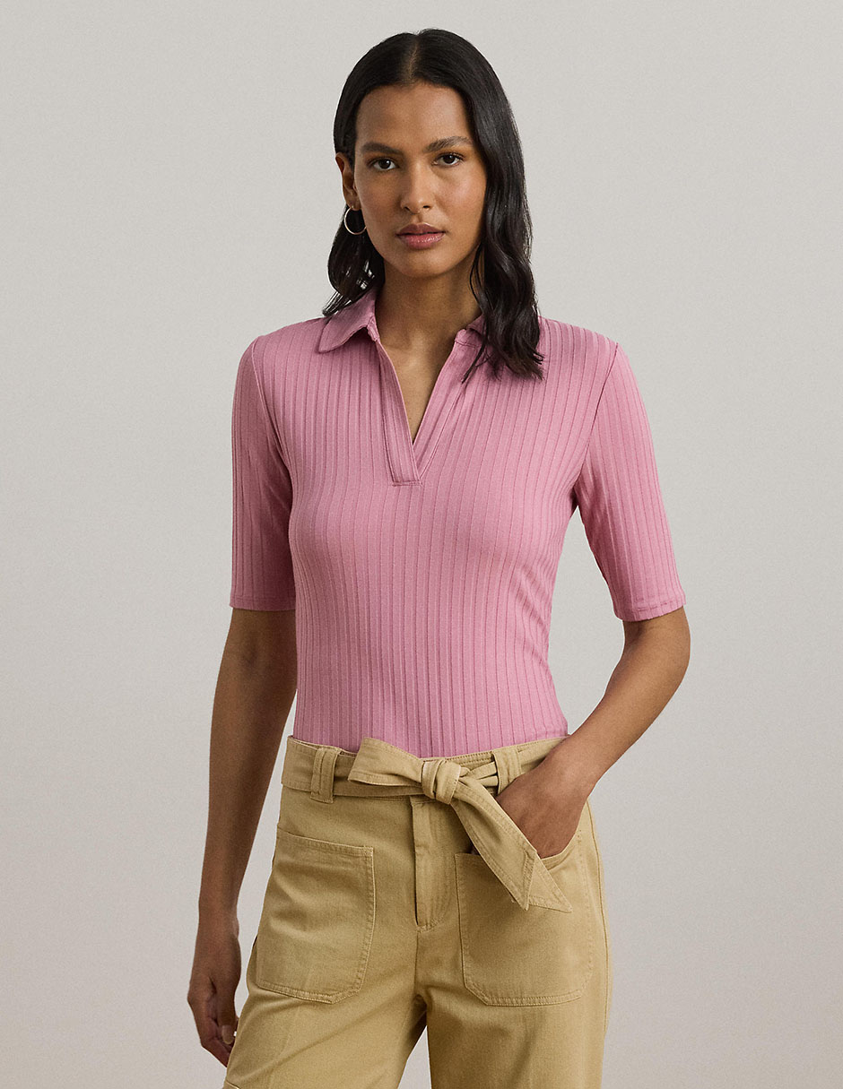 Playera manga al codo Lauren Ralph Lauren cuello polo para mujer