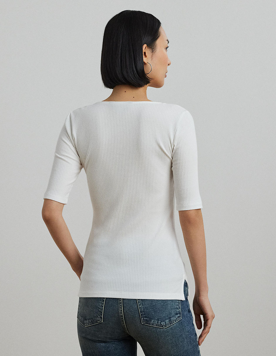 Playera manga al codo cuello redondo para mujer 2