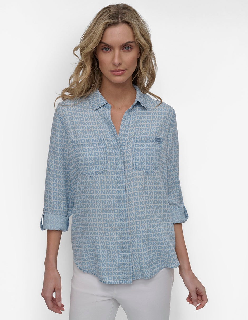 Blusa camisera Dkny Jeans manga larga para mujer