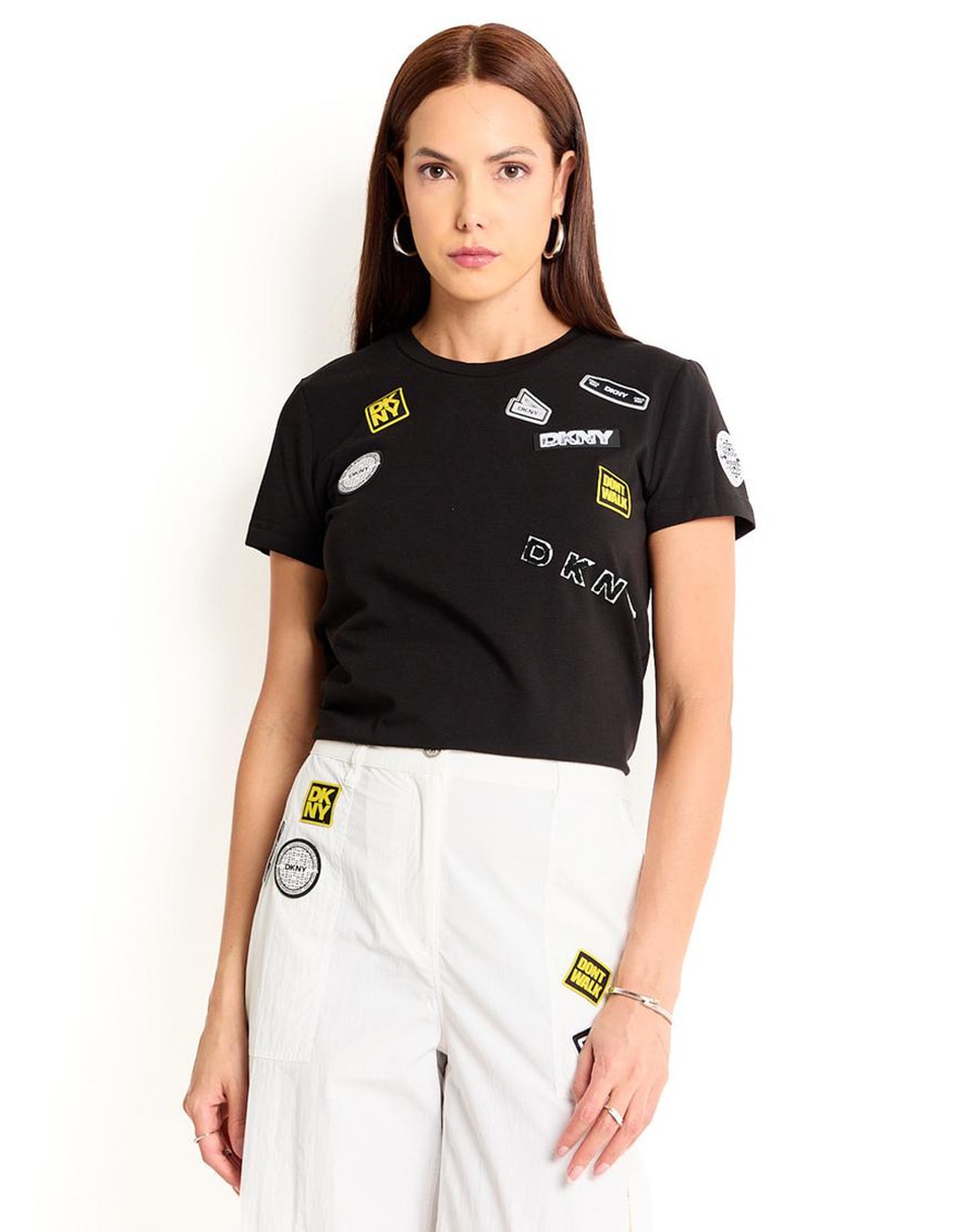 Playera manga corta Dkny cuello redondo para mujer