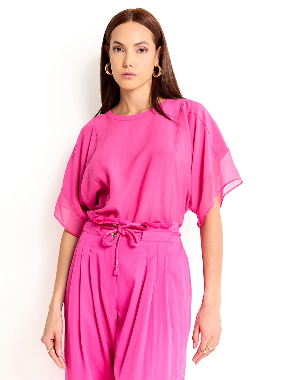 Blusa manga al codo para mujer