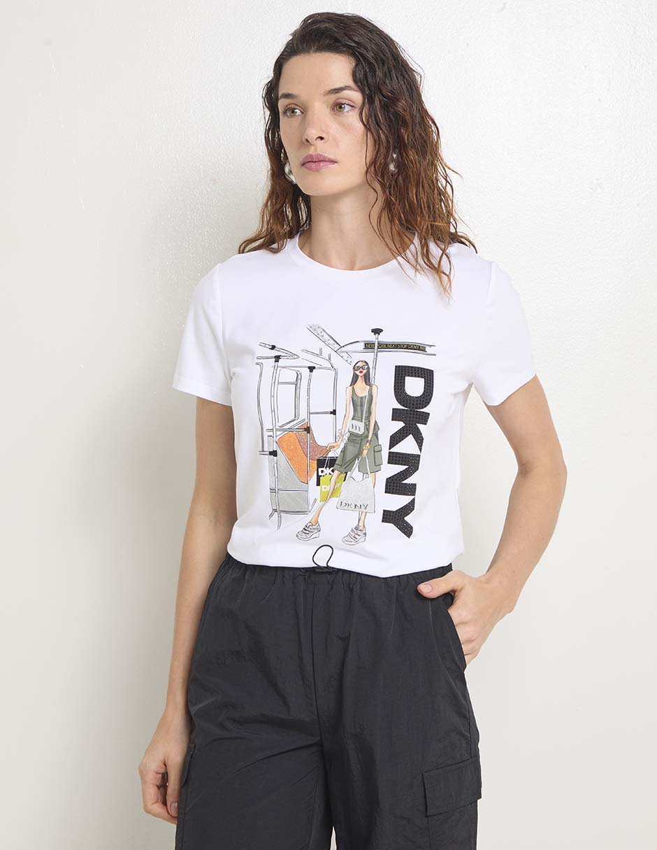 Playera manga corta Dkny cuello redondo para mujer Liverpool
