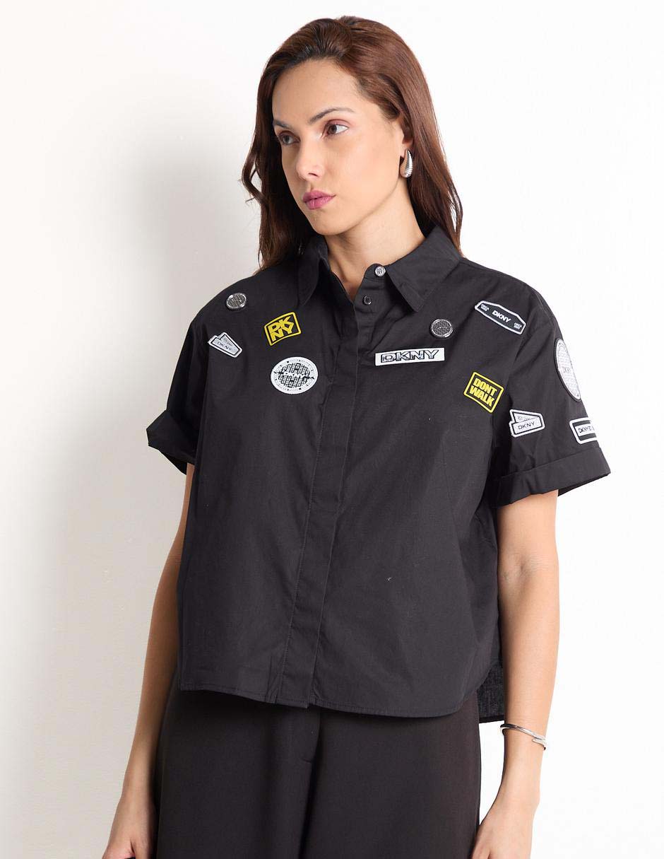 Blusa camisera Dkny manga corta para mujer