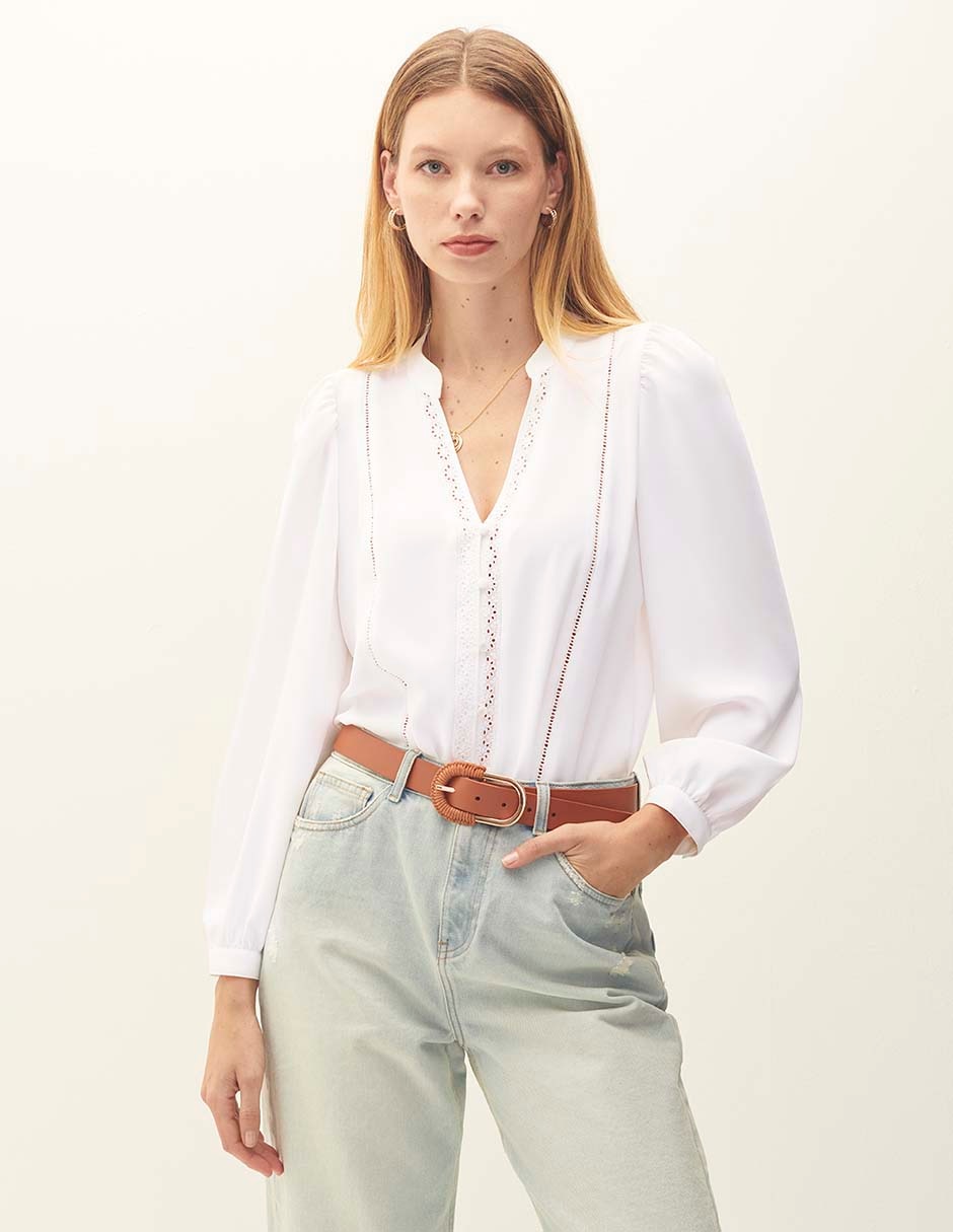 Blusas Blancas Blusas Elegantes En Liverpool Blusa Julio Manga