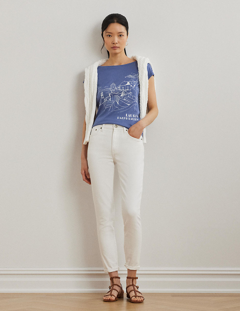 Playera manga corta cuello ojal para mujer 3