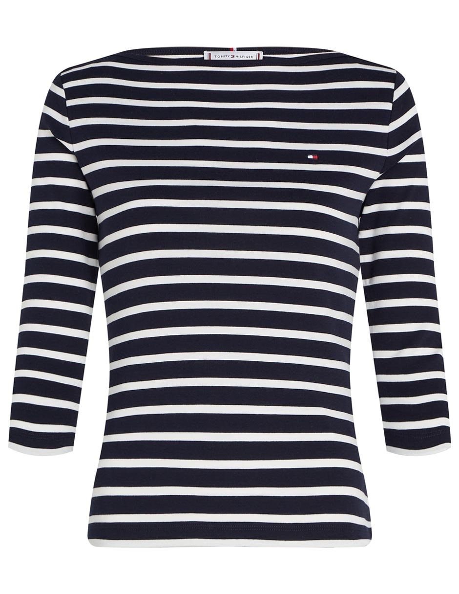 Playera manga 3/4 cuello ojal para mujer