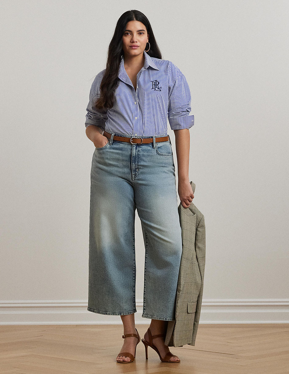 Jeans flare corte cintura para mujer 9