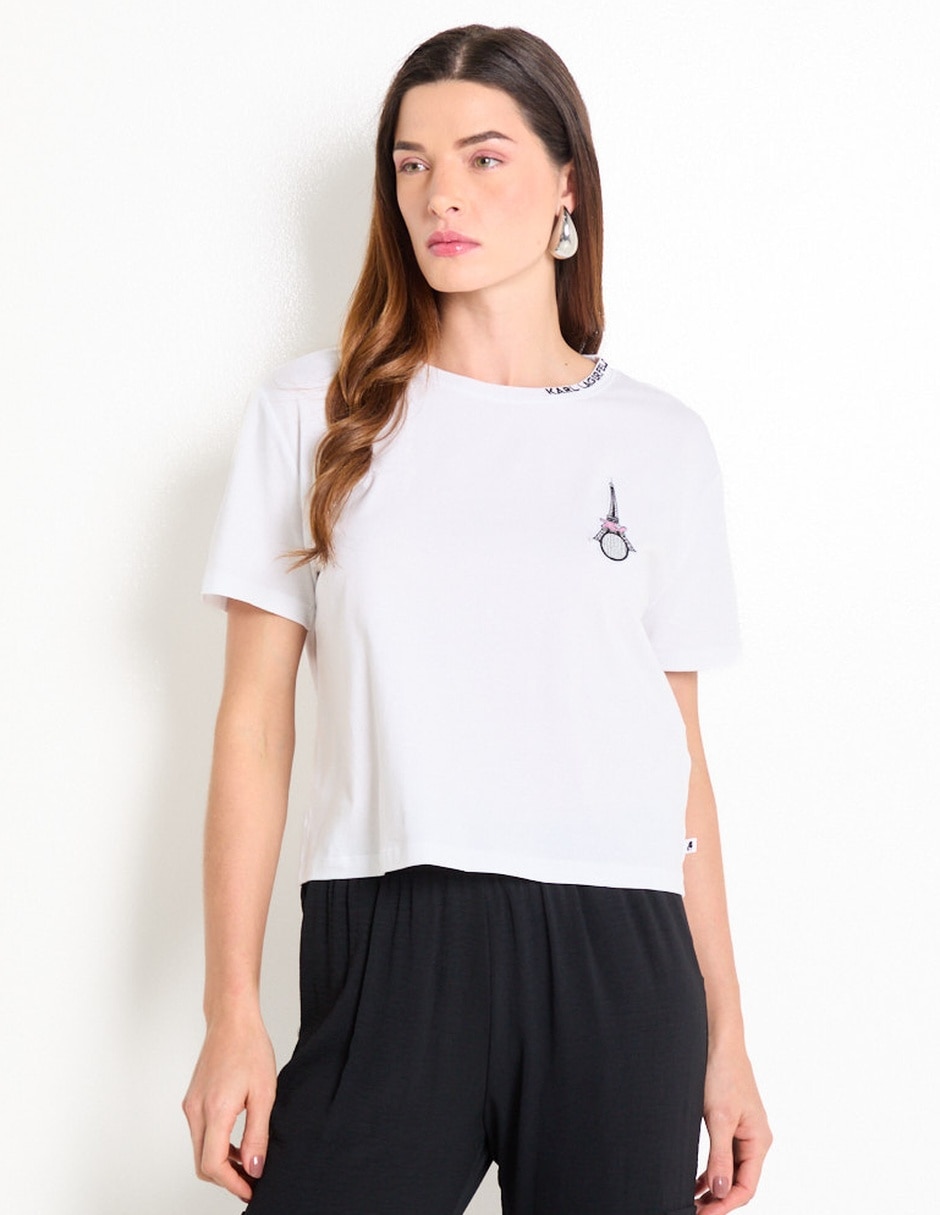 Playera manga corta cuello redondo para mujer