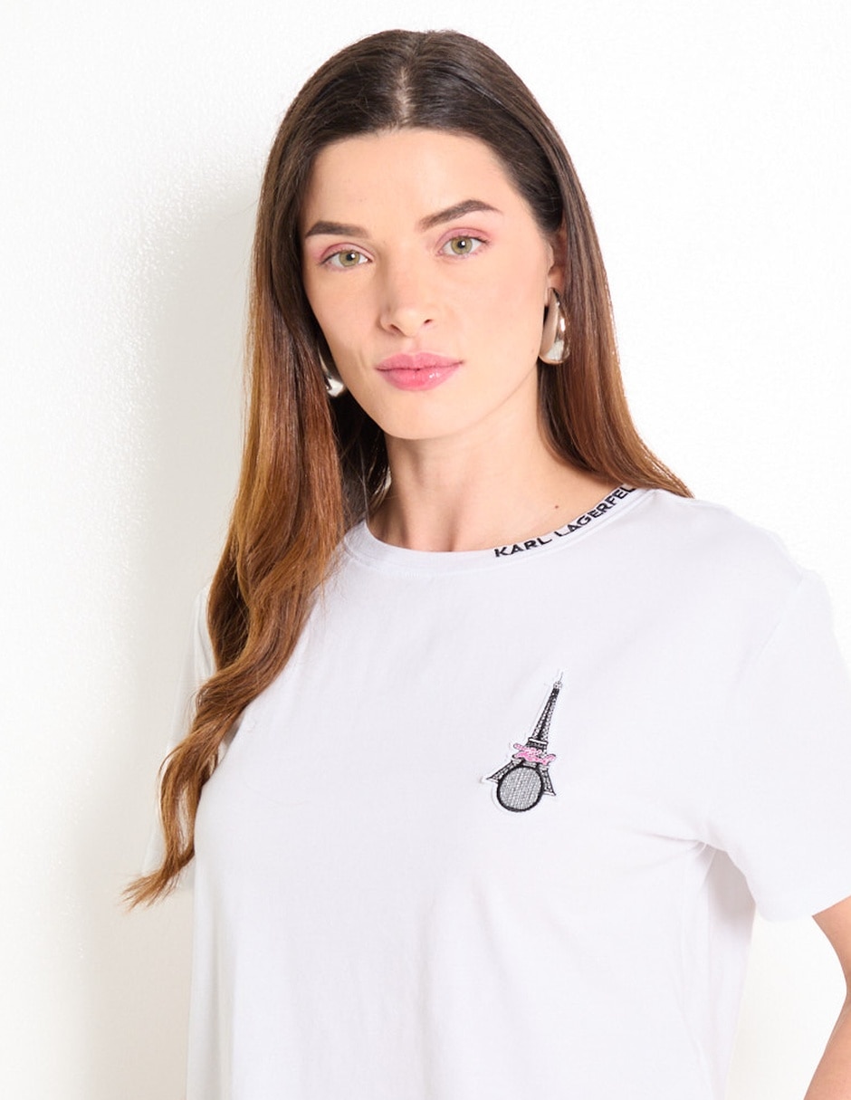 Playera manga corta cuello redondo para mujer 4