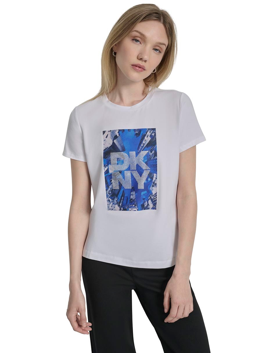 Playera manga corta DKNY cuello redondo para mujer Liverpool