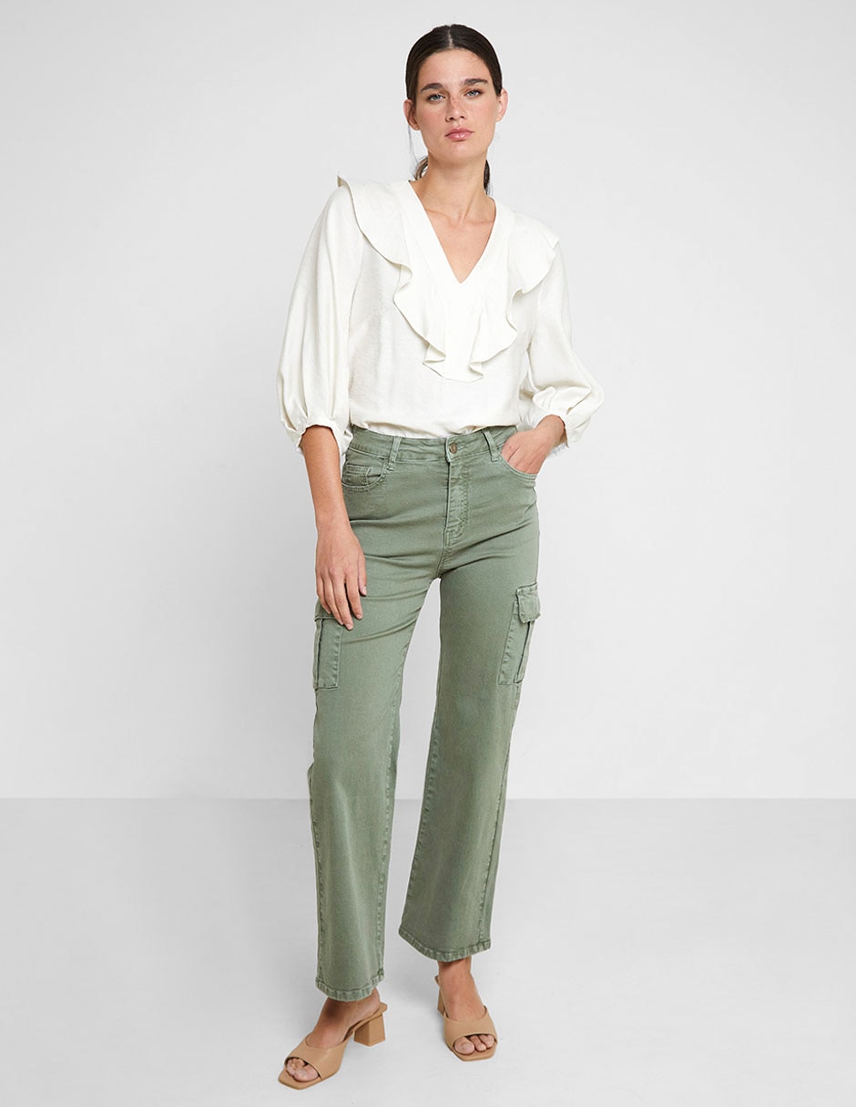 Pantalón cargo slim para mujer