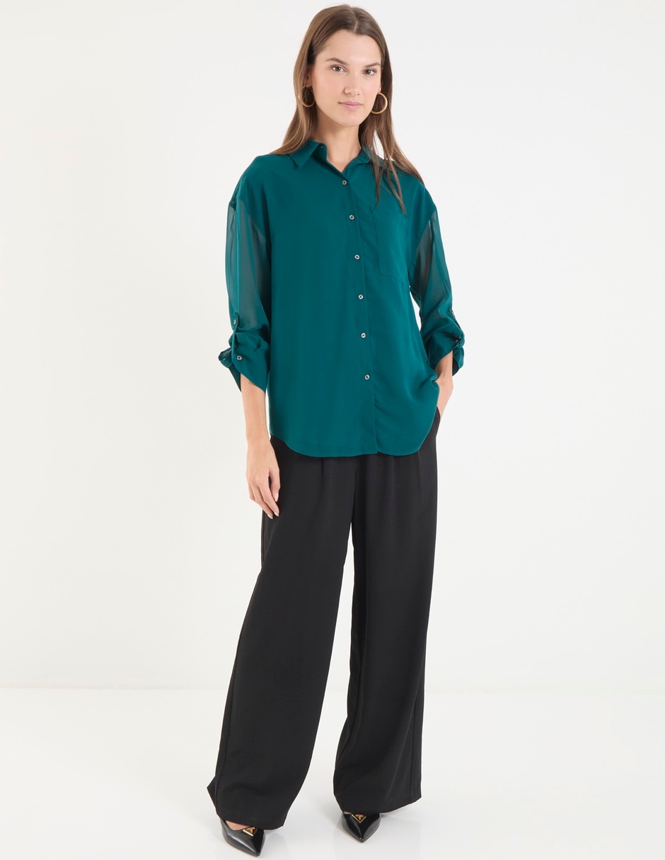 Blusa camisera manga larga para mujer 3