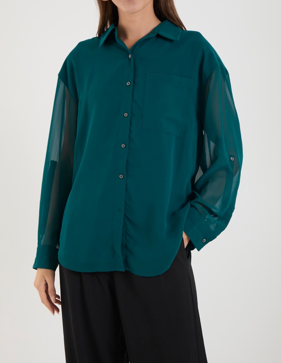 Blusa camisera manga larga para mujer 6