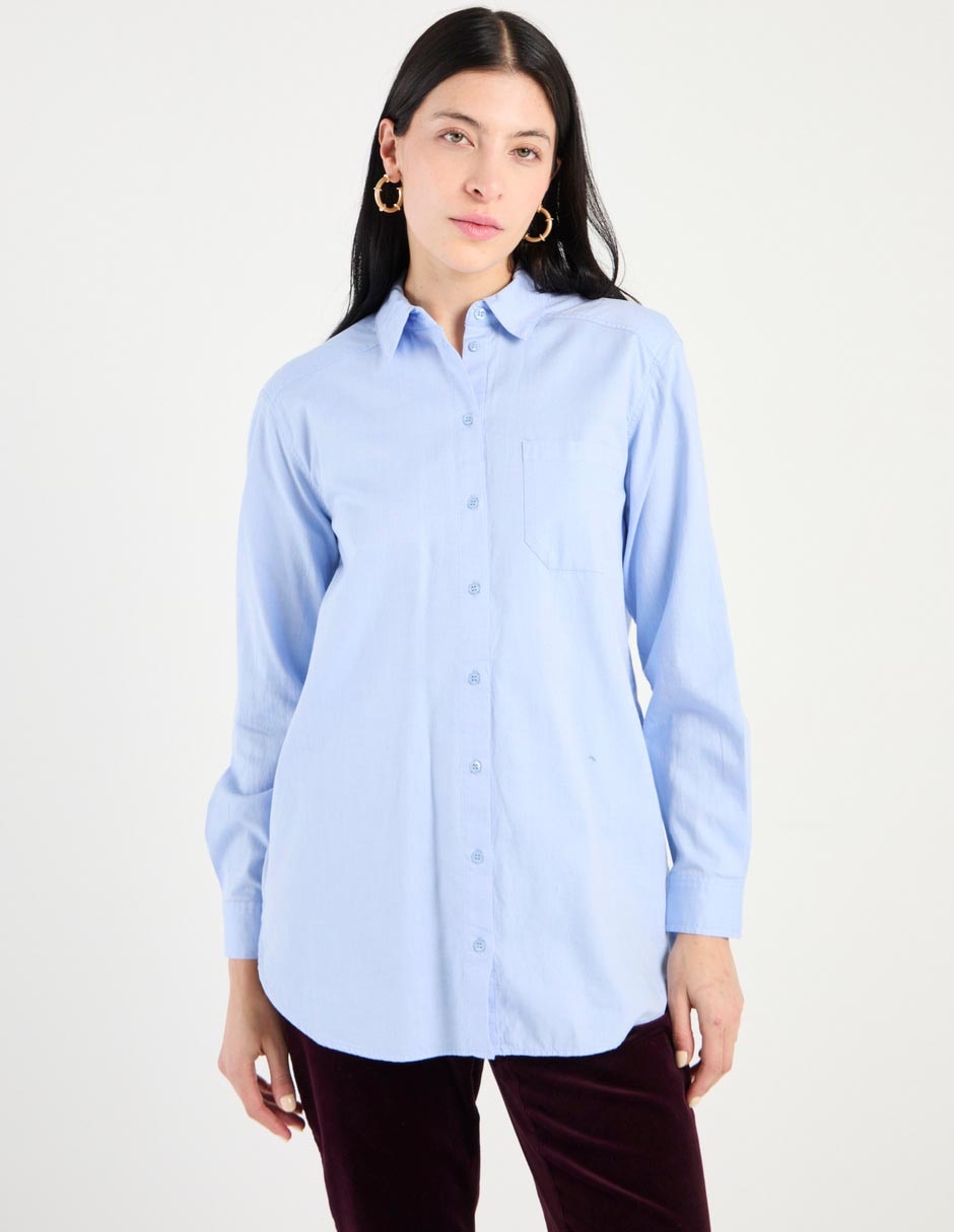 Blusa camisera manga larga para mujer