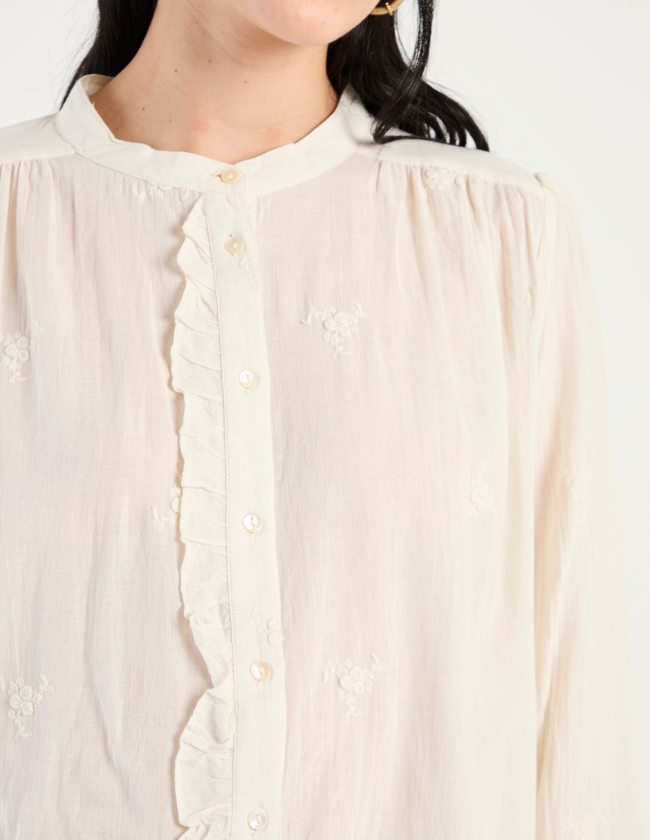 Blusa camisera manga larga para mujer 4