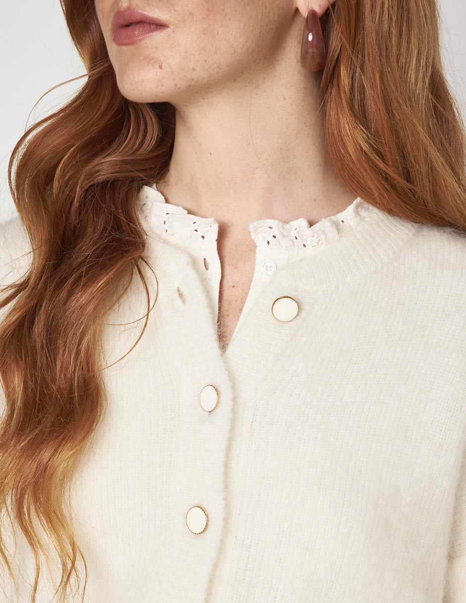 Suéter cuello con botón para mujer 2