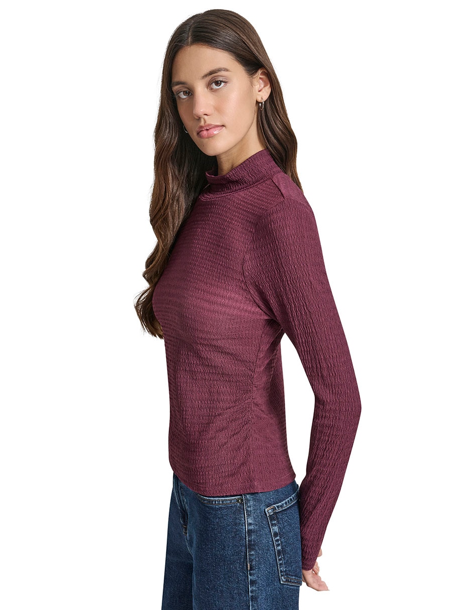 Playera manga larga cuello alto para mujer 3