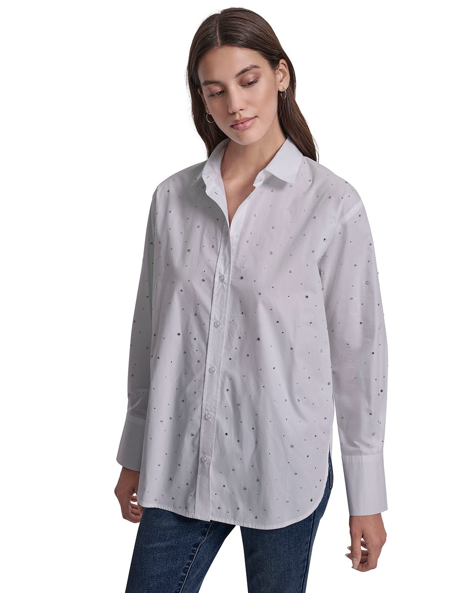Blusa camisera manga larga para mujer