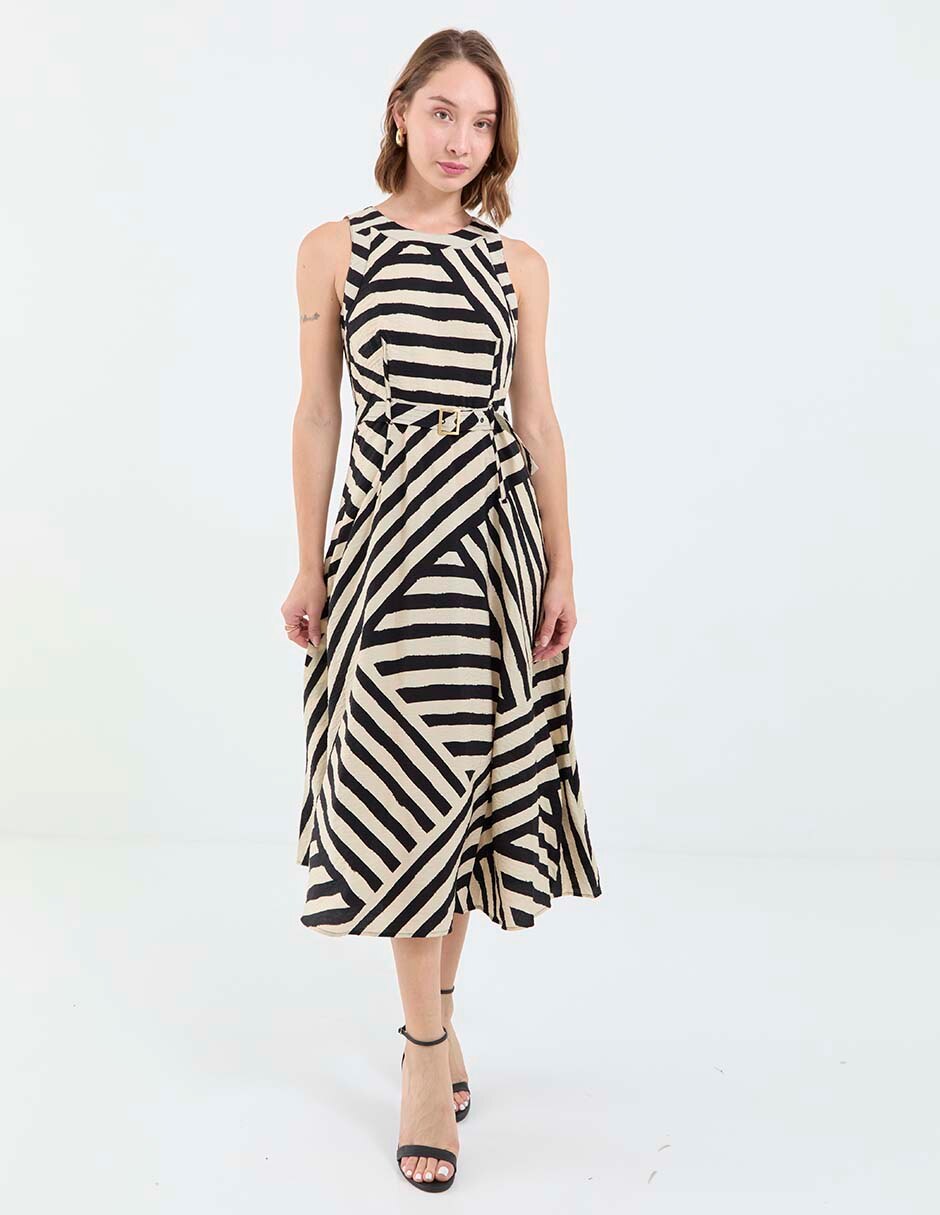 Vestido midi de fiesta escote regular Vestido midi de fiesta escote regular