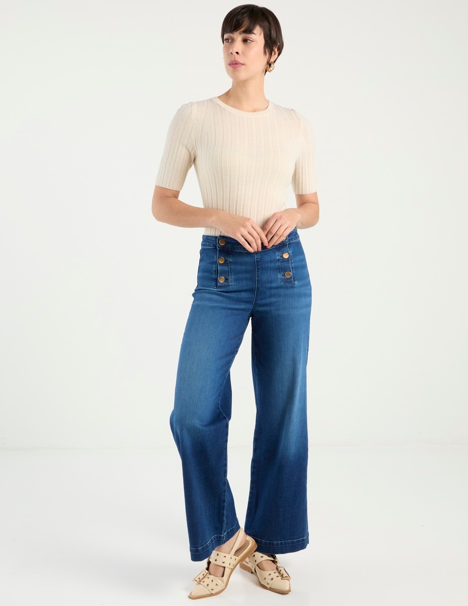 Jeans relaxed straight corte cintura para mujer 3