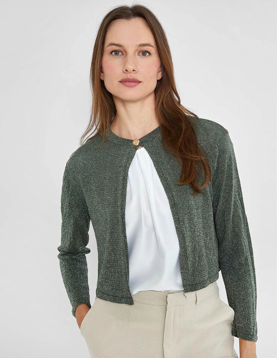 Suéter cuello con botón para mujer