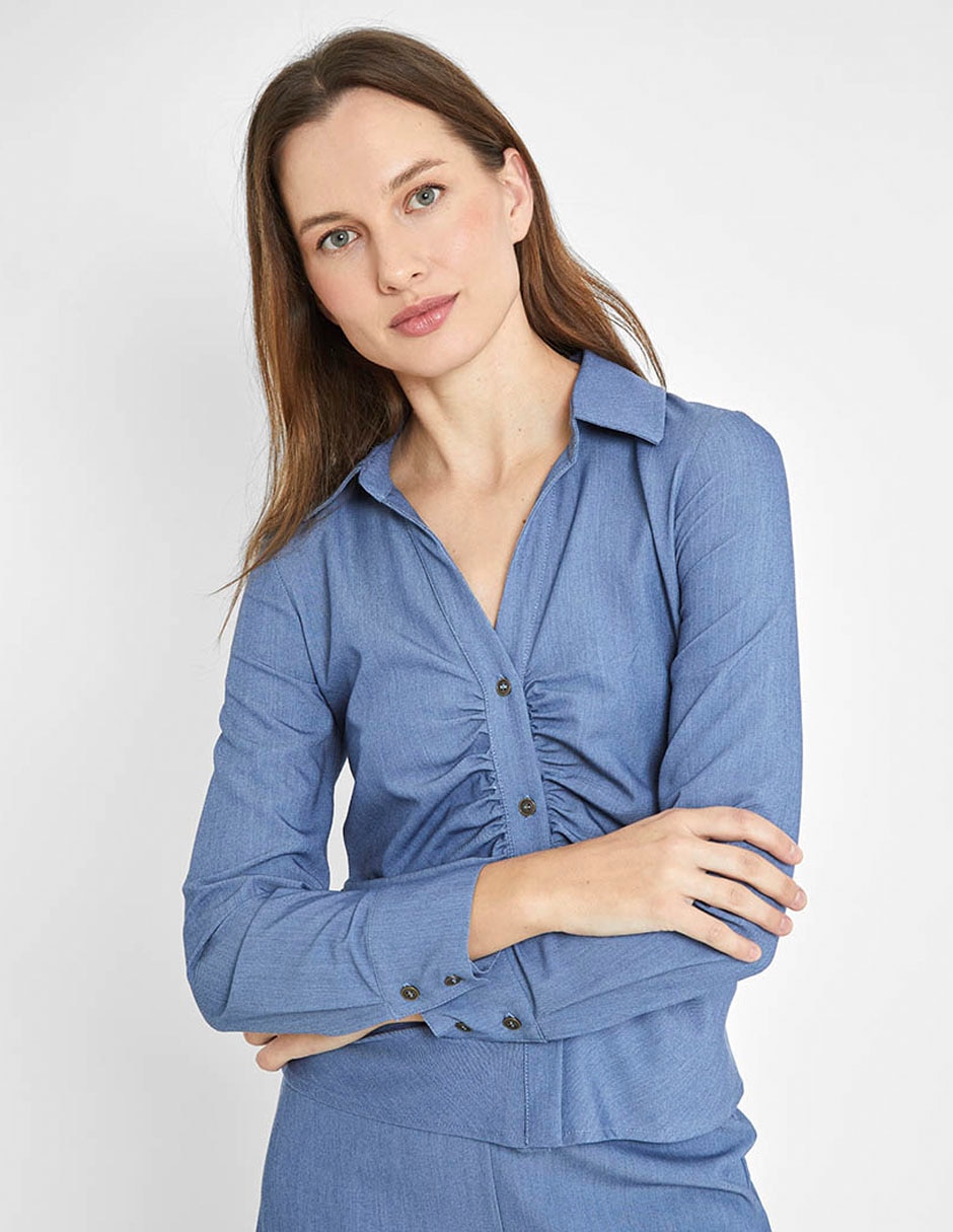 Blusa camisera manga larga para mujer 4