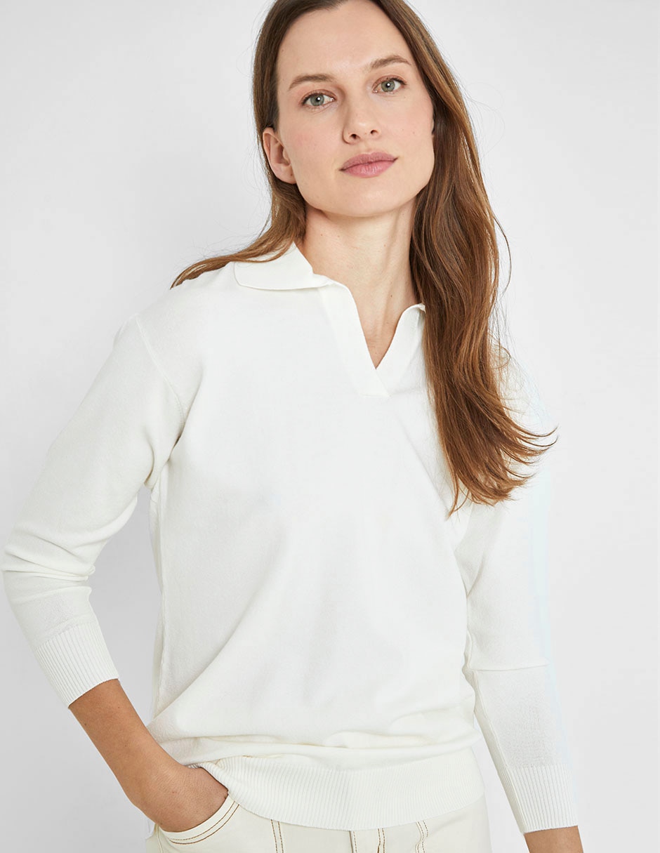 Suéter cuello camisero para mujer