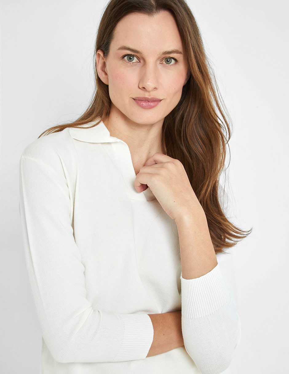 Suéter cuello camisero para mujer 4