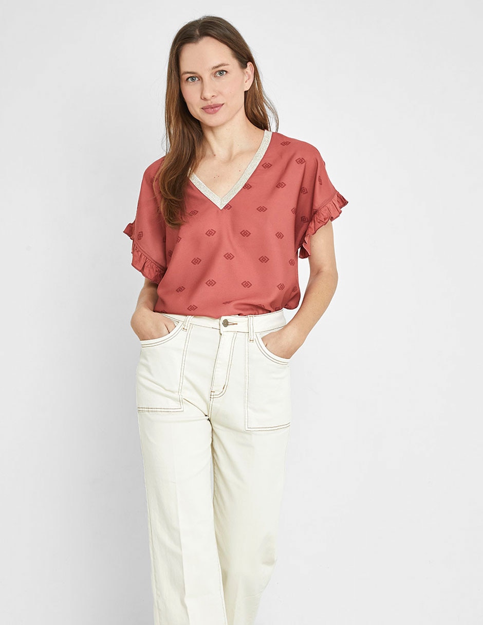 Blusa manga corta para mujer