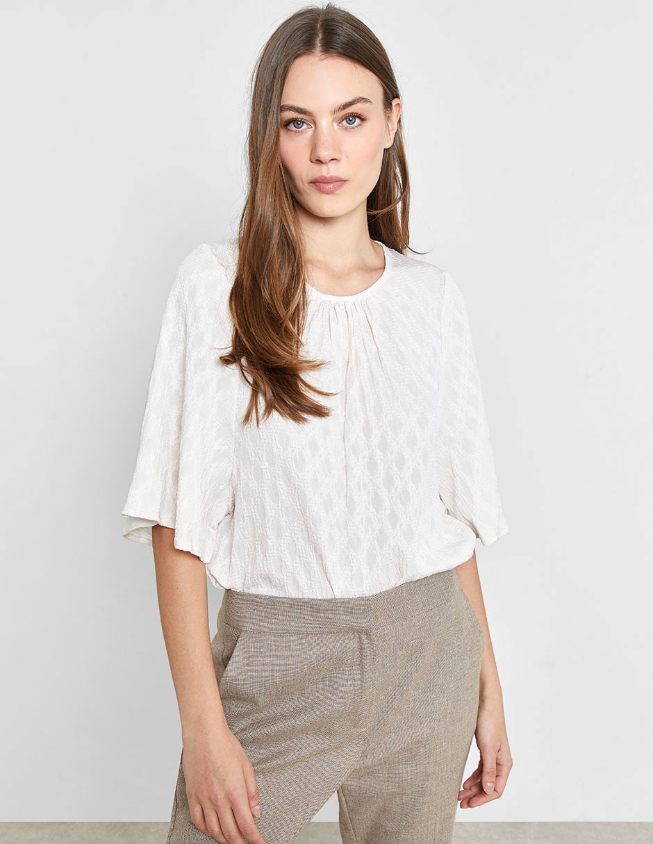 Blusa manga al codo para mujer