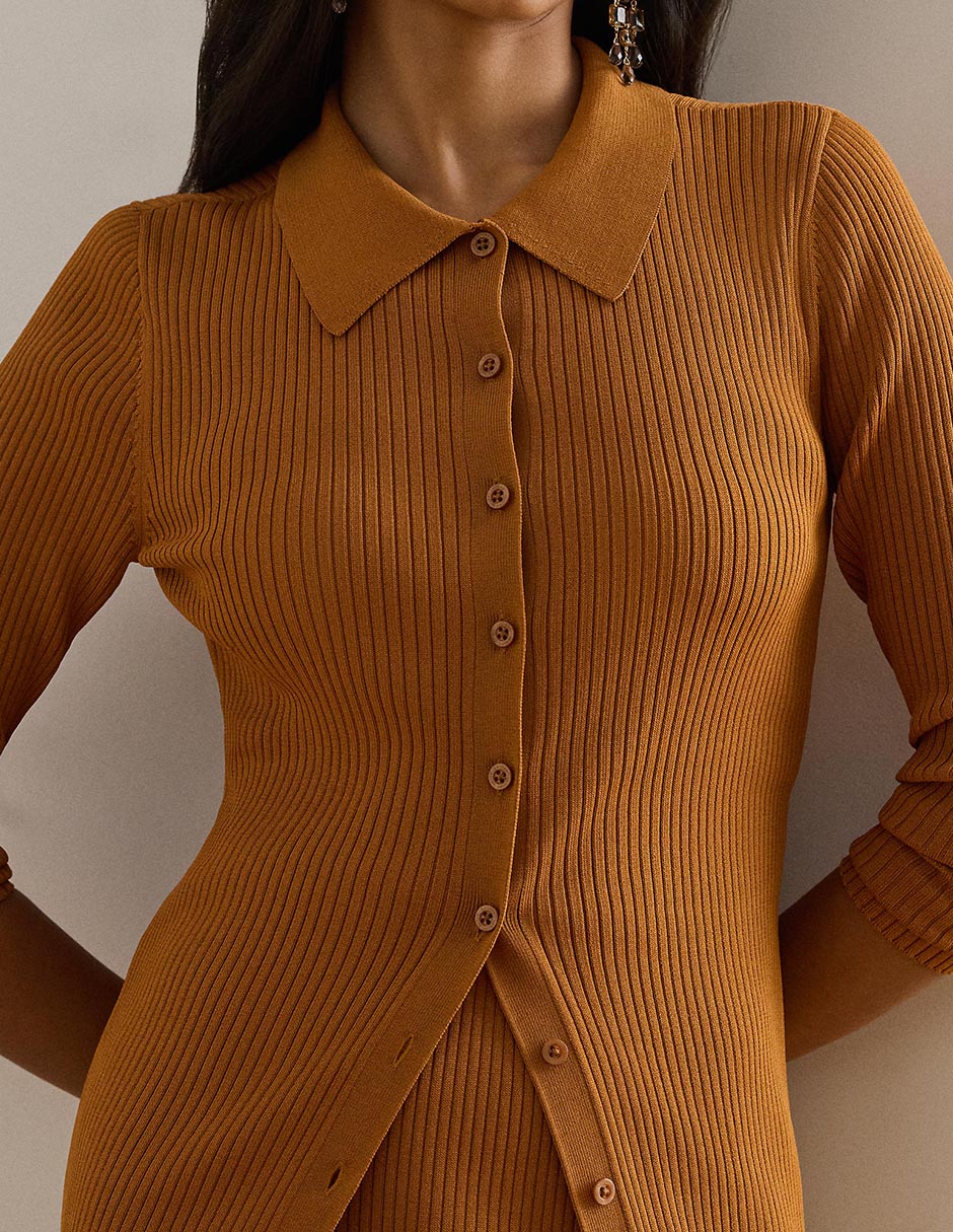 Suéter cuello camisero para mujer 4