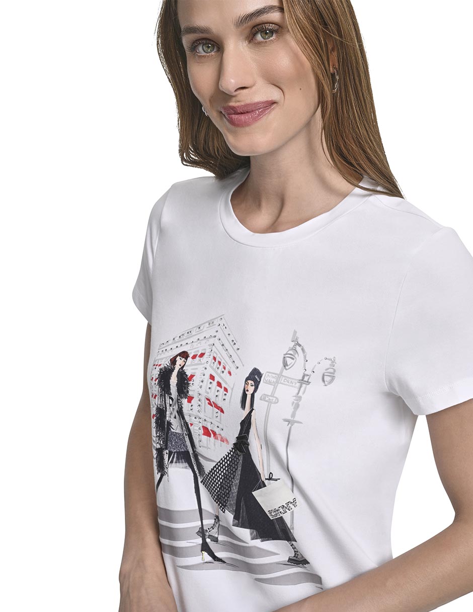 Playera manga corta cuello redondo para mujer