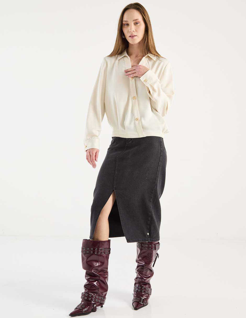 Blusa camisera manga larga para mujer 3