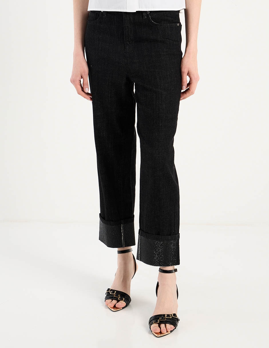 Jeans capri straight cintura media para mujer