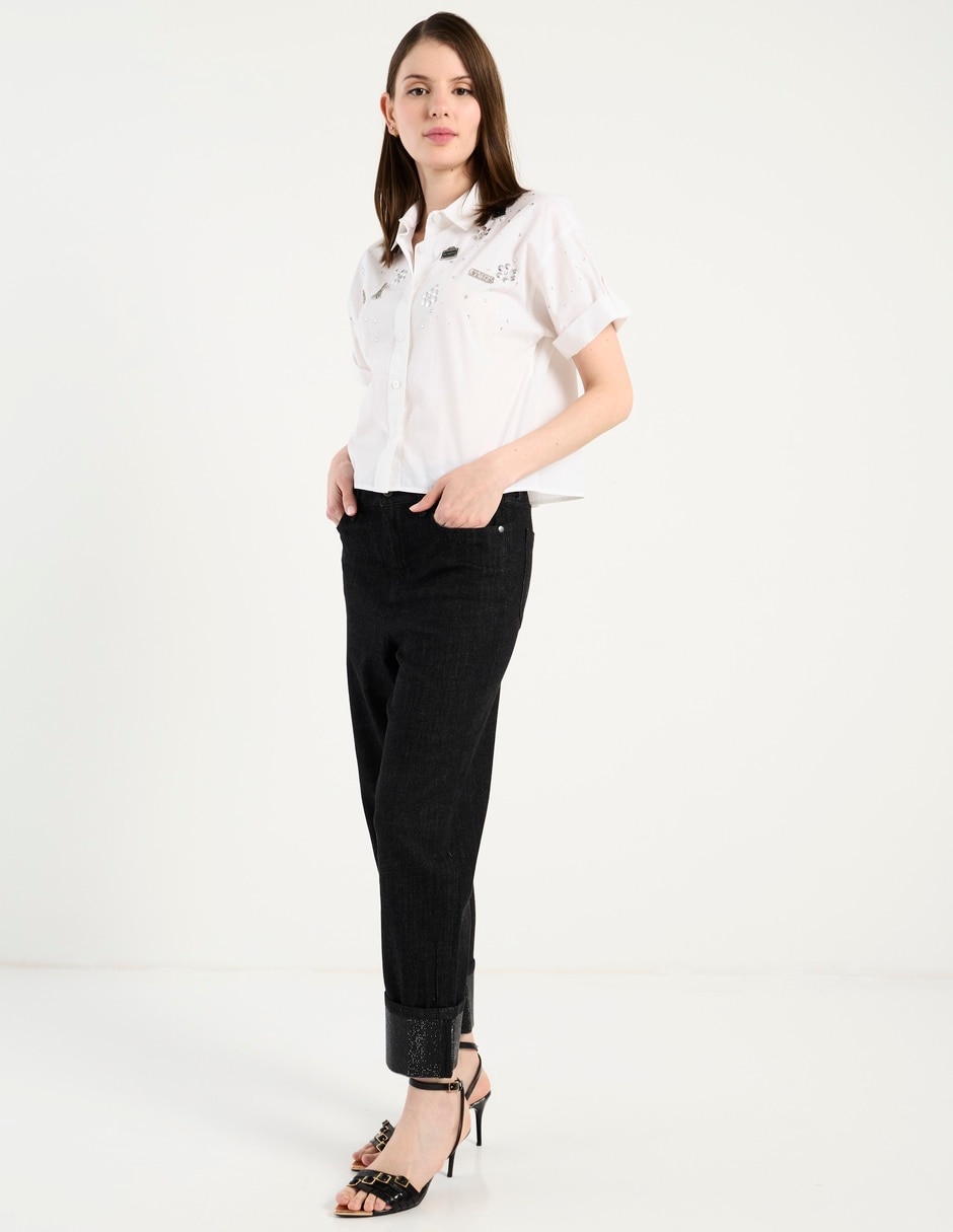 Jeans capri straight cintura media para mujer 3