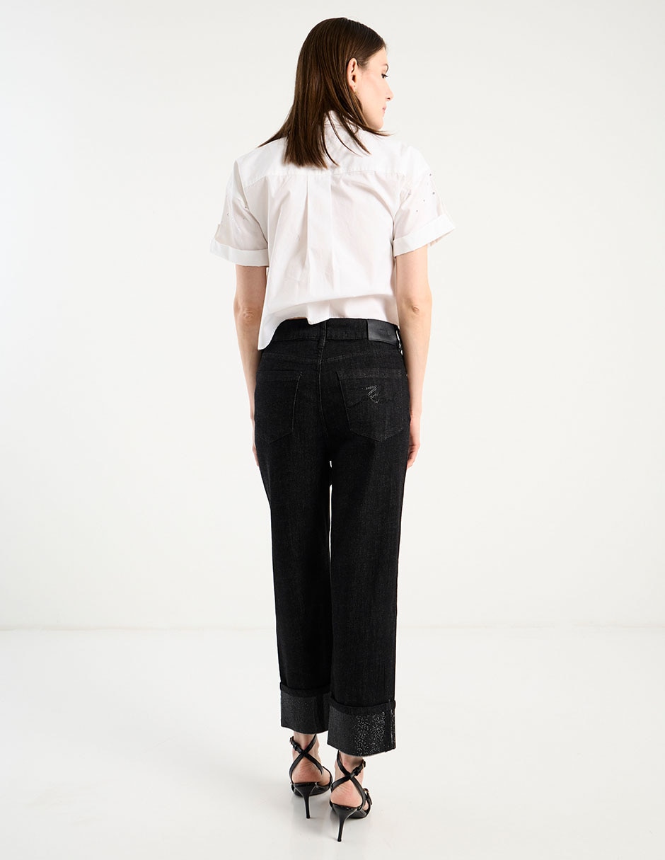 Jeans capri straight cintura media para mujer 6
