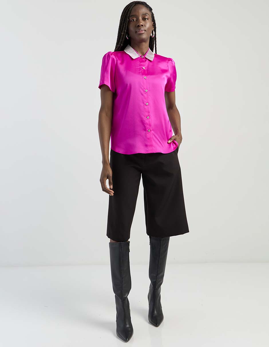 Blusa camisera manga corta para mujer 3