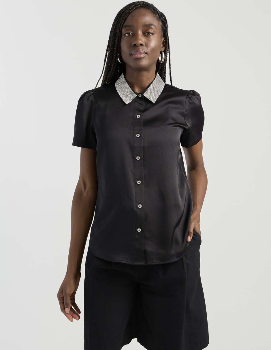 Blusa camisera manga corta para mujer Blusa camisera manga corta para mujer