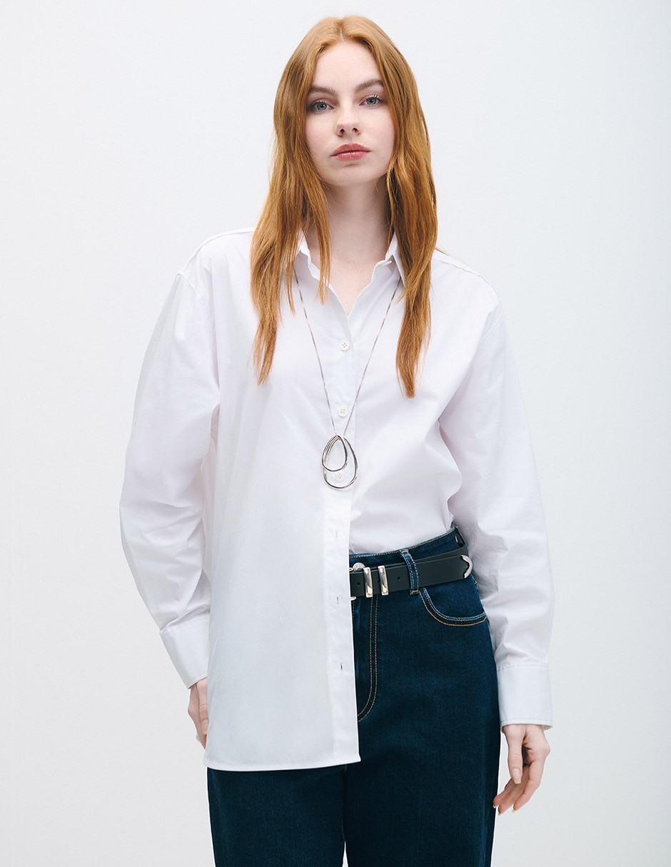 Blusa camisera manga larga para mujer