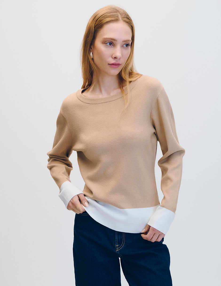 Suéter cuello redondo para mujer