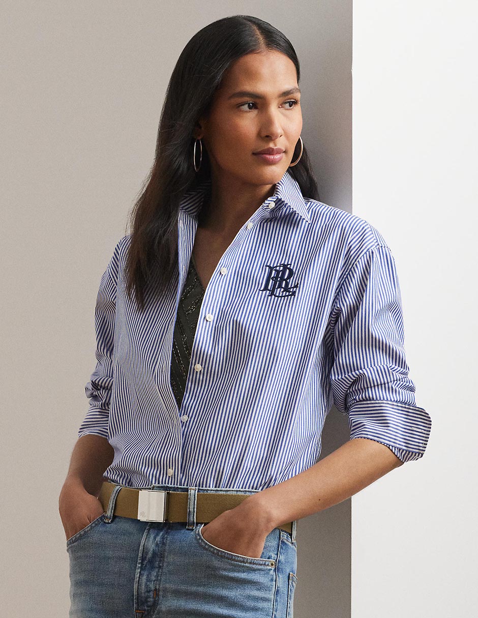 Blusa camisera Lauren Ralph Lauren manga larga para mujer 4