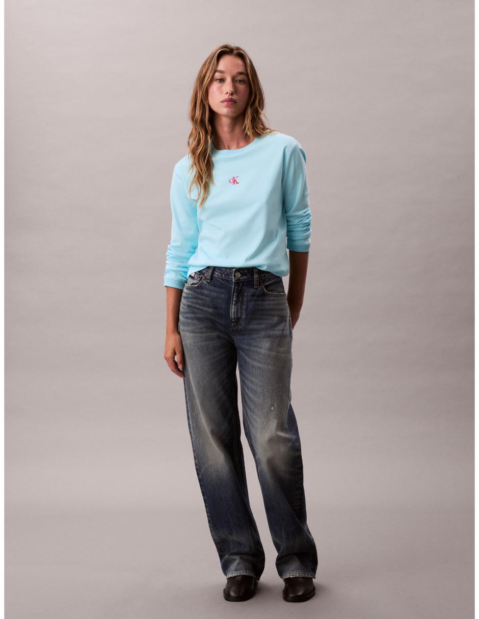 Playera manga larga cuello redondo para mujer 3