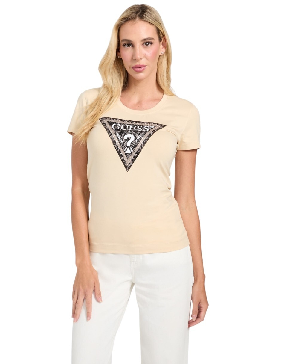 Playera manga corta Guess cuello redondo para mujer Liverpool