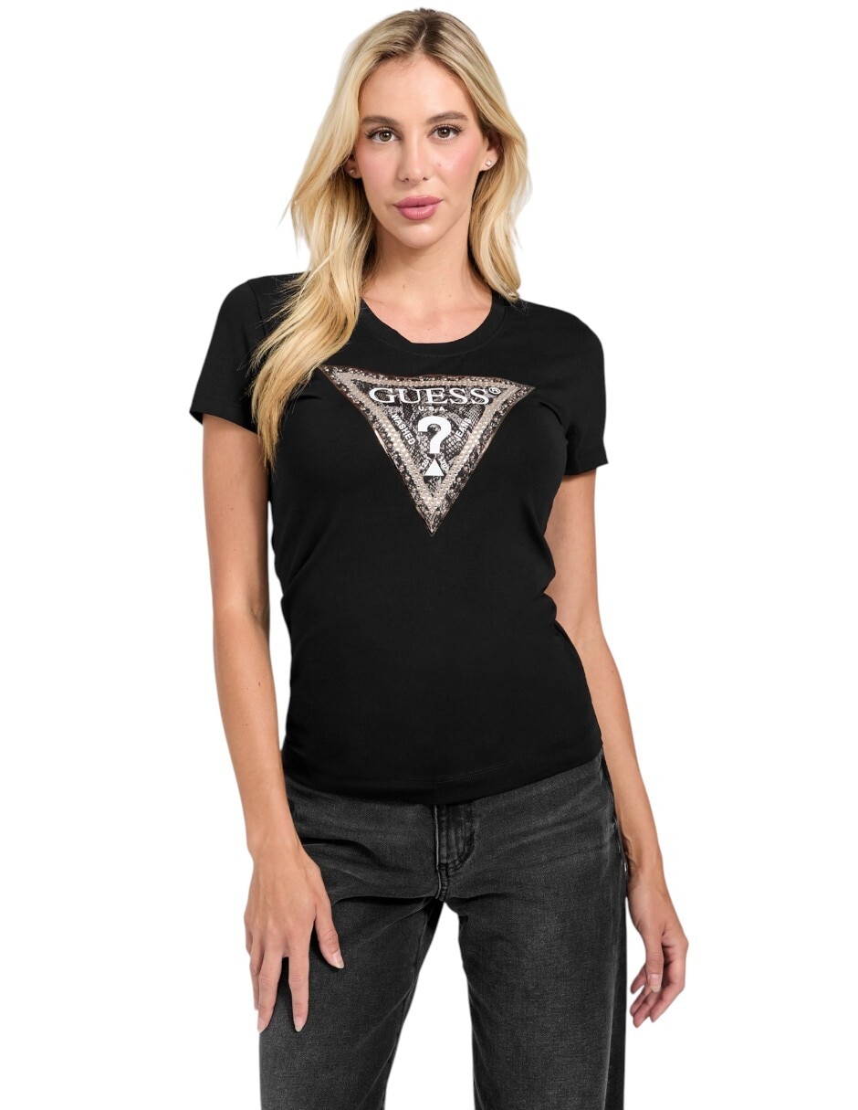 Playera manga corta cuello redondo para mujer