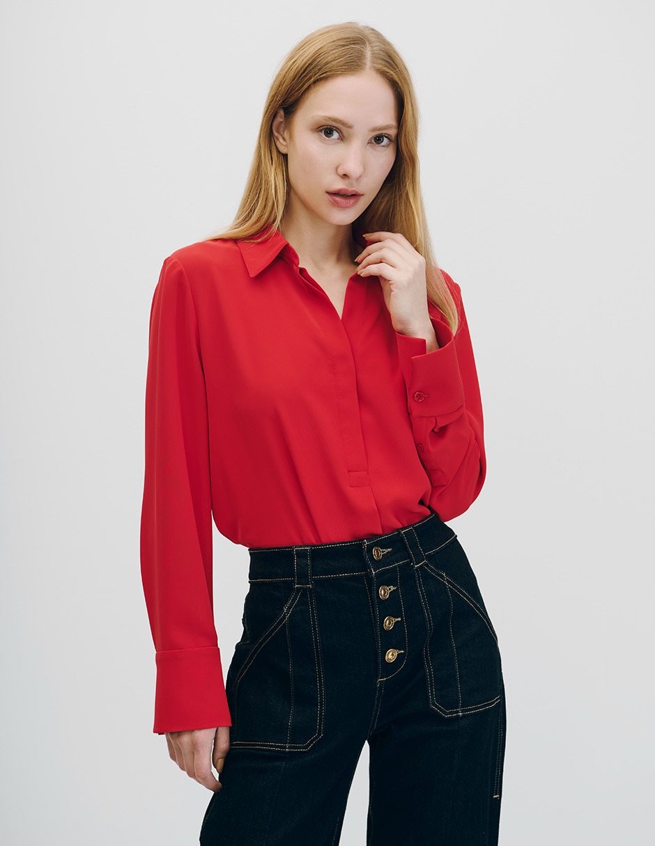 Blusa camisera manga larga para mujer 1
