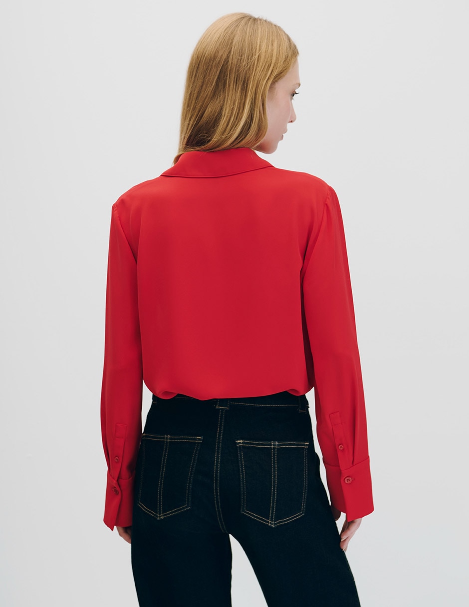 Blusa camisera manga larga para mujer
