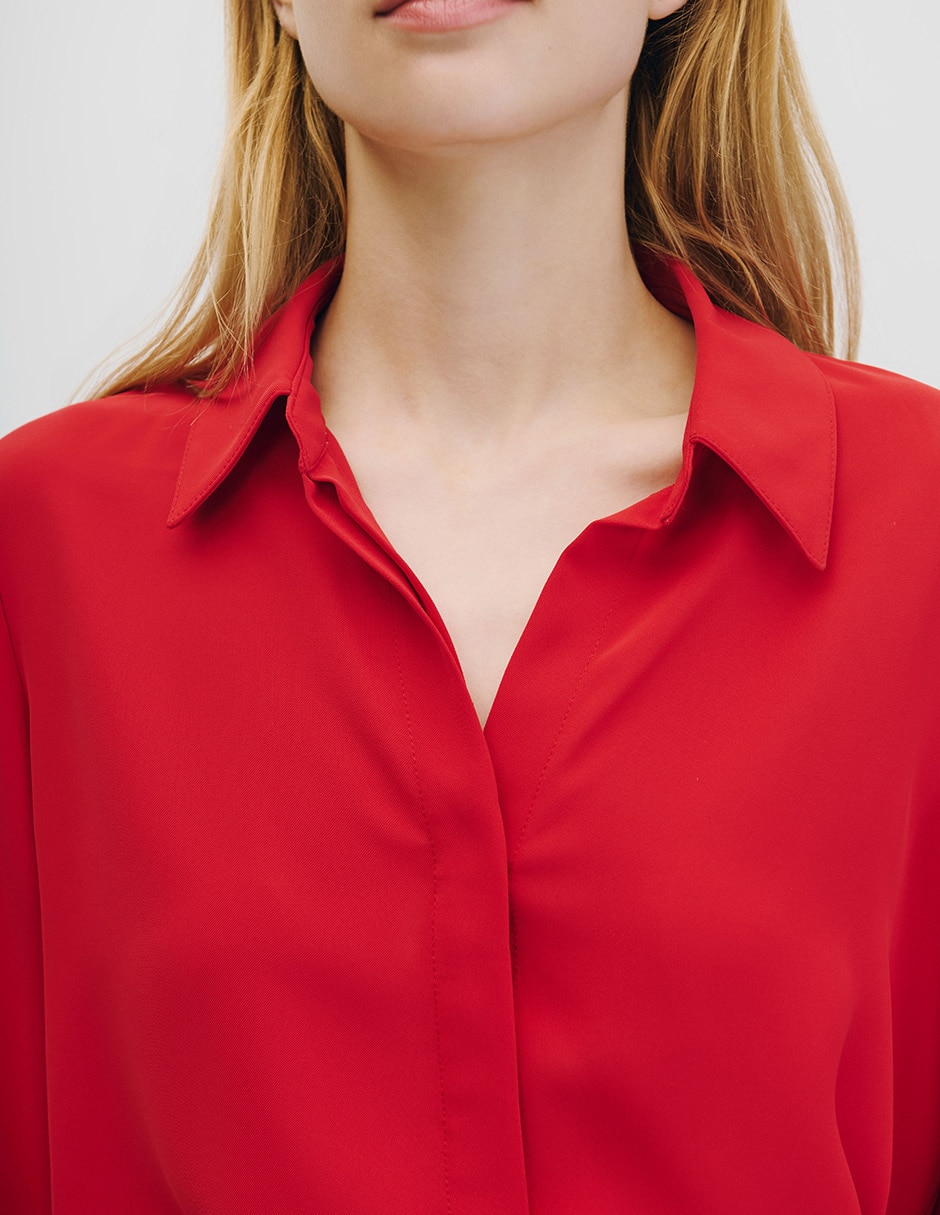 Blusa camisera manga larga para mujer