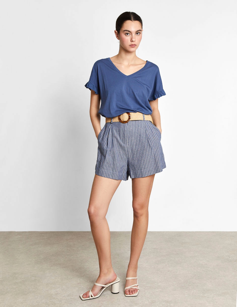 Playera manga corta Trucco cuello v para mujer
