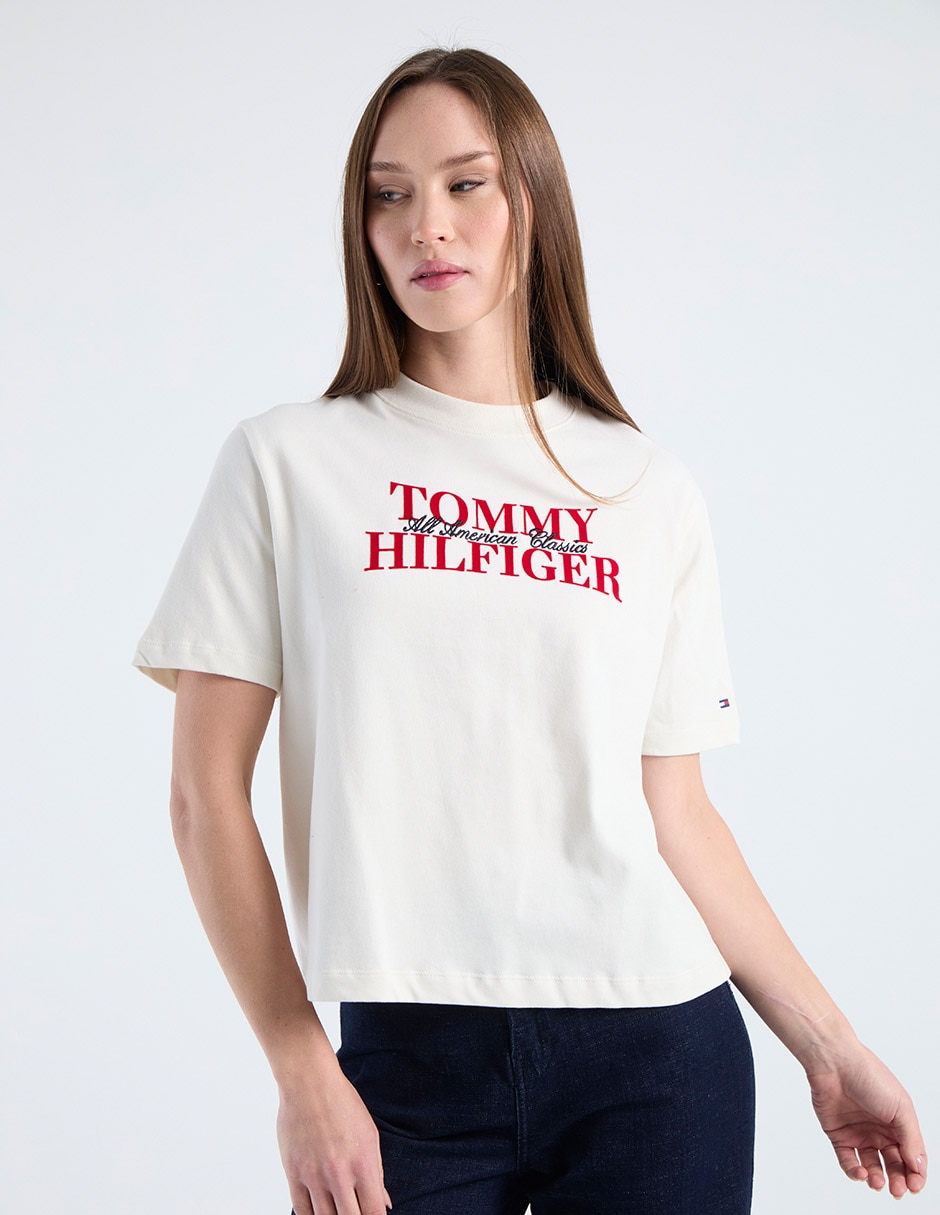 Playera manga corta cuello redondo para mujer