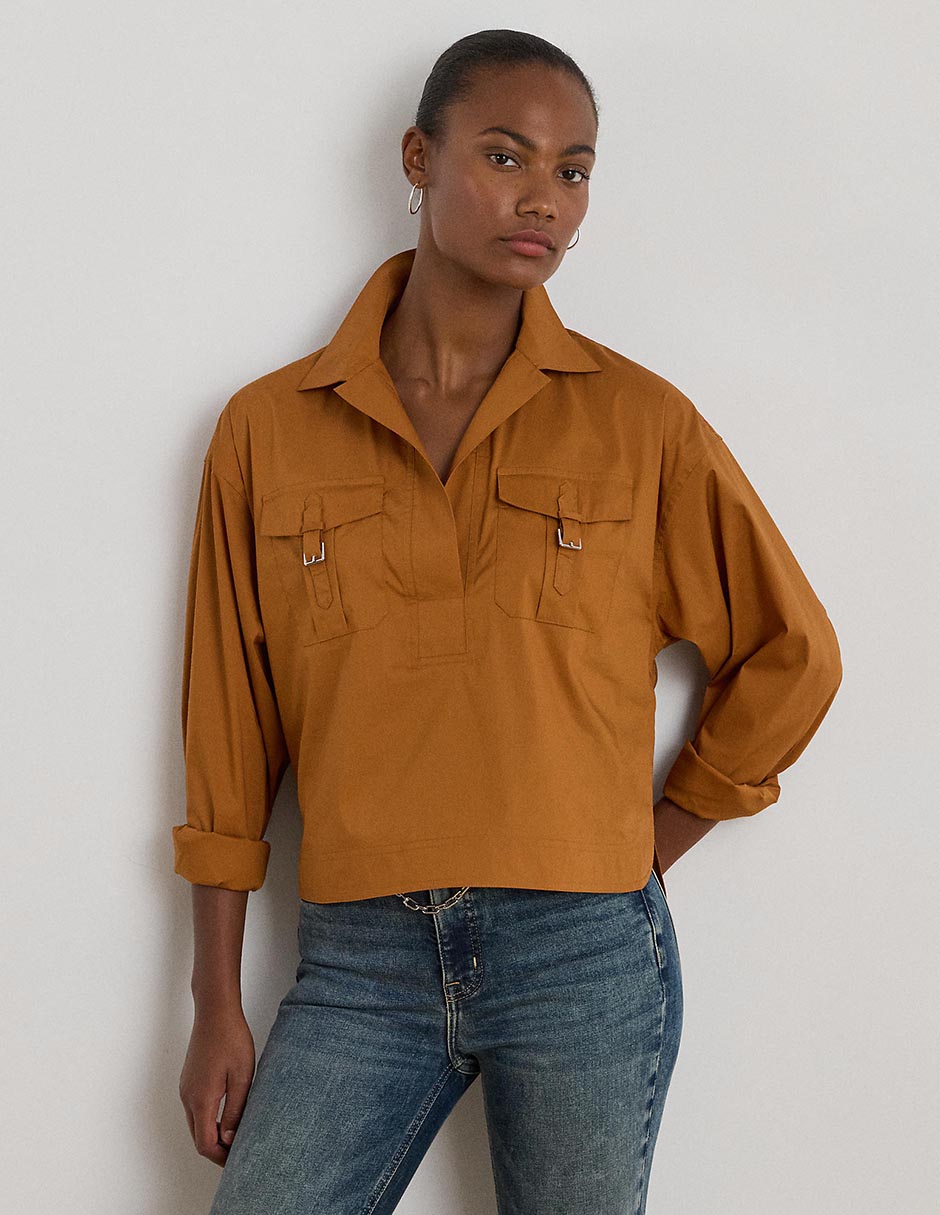 Blusa camisera manga larga para mujer